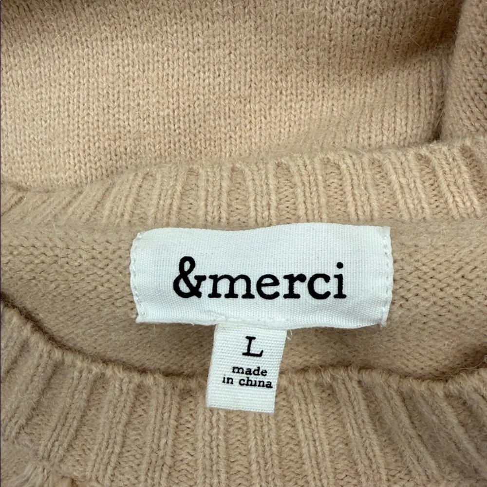 &merci Crewneck Long sleeve Sweater Camel/tan Size Large